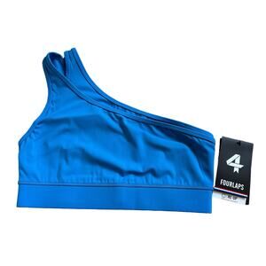 FOURLAPS Solo Bra One Shoulder Sports Bra Cornflower Blue Size Small NWT